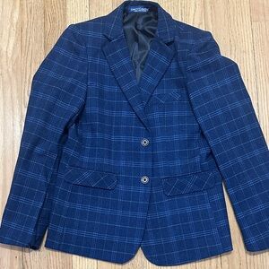 Boys Navy Plaid Jean Jacket